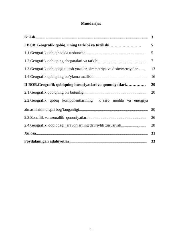 Geografik qobiqdagi moddalarning kimyoviy va fizik xossalari