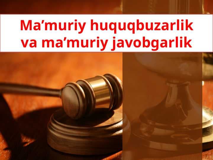 Ma'muriy huquqbuzarlik va ma'muriy javobgarlik