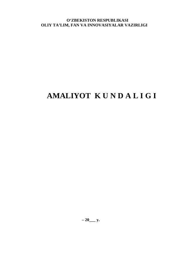 AMALIYOT  K U N D A L I G I