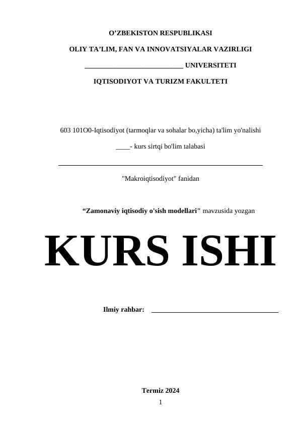 Zamonaviy iqtisodiy o'sish modellari