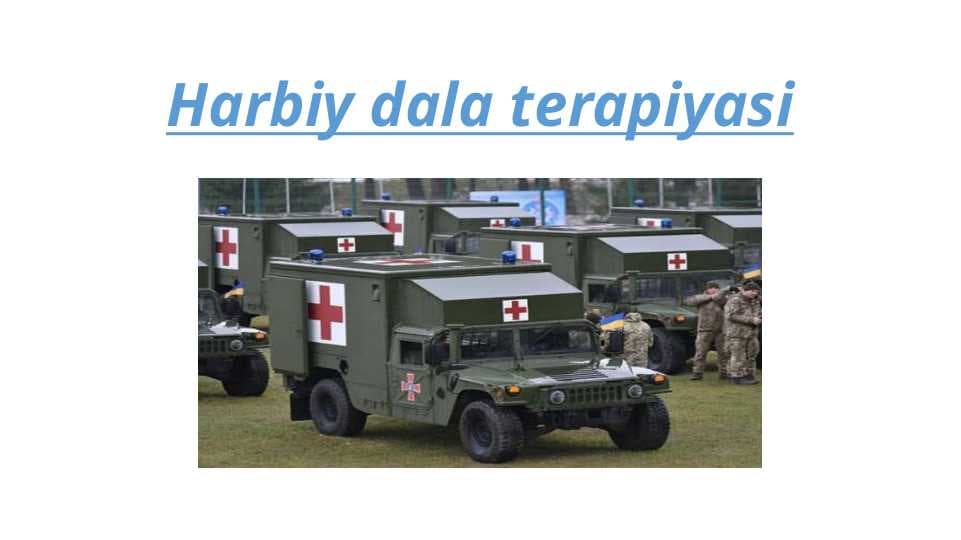 Харбий шароитда терапевтик йордам. Харбий дала шароитида йарадорларга терапевтик йордам курсатиш тартиби ва боскичлари