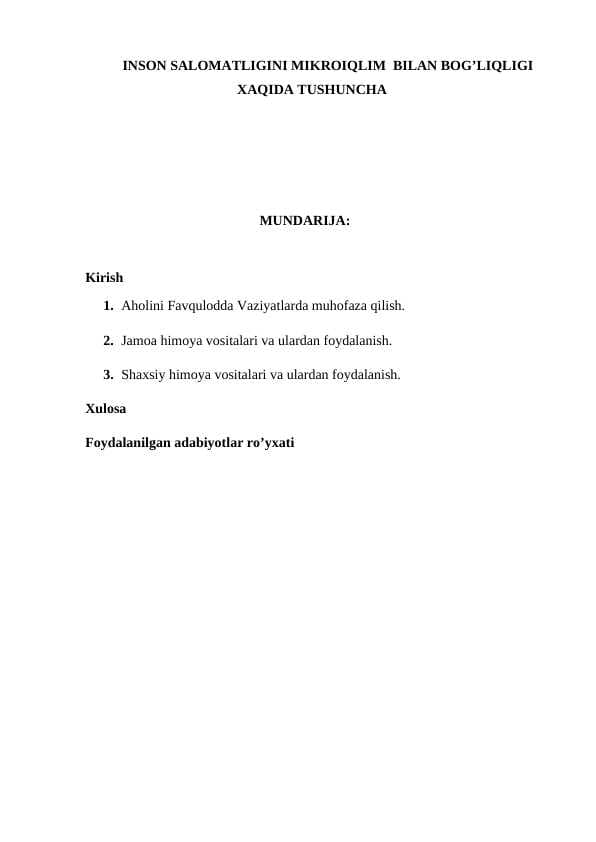 Havodagi zaharli moddalar miqdorini aniqlash
