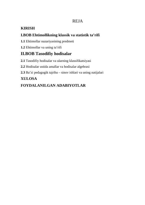 Hodisa ehtimoli tushunchasi va uning klassik, geometrik, aksiomatik hamda statistik ta’riflarini matktab matematika kursida o’qitish