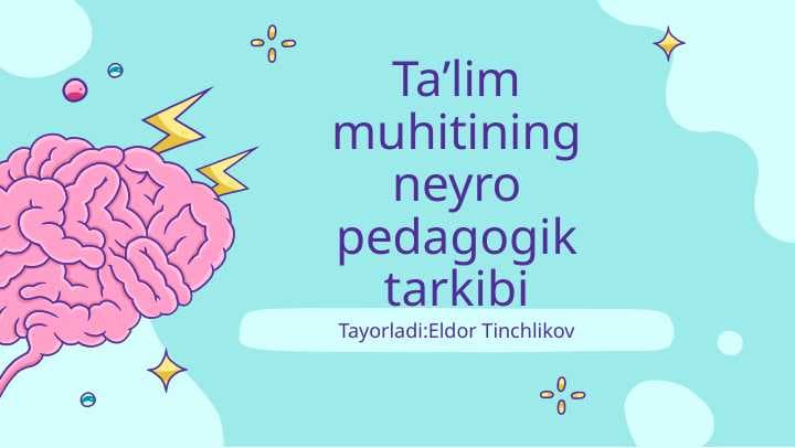 Ta’lim muhitining neyro pedagogik tarkibi