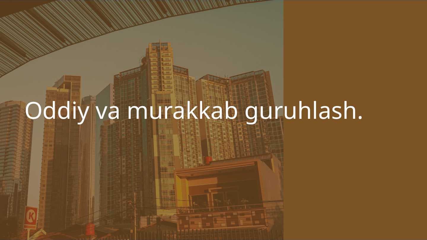 Oddiy va Murakkab guruhlash imkoniyatlari