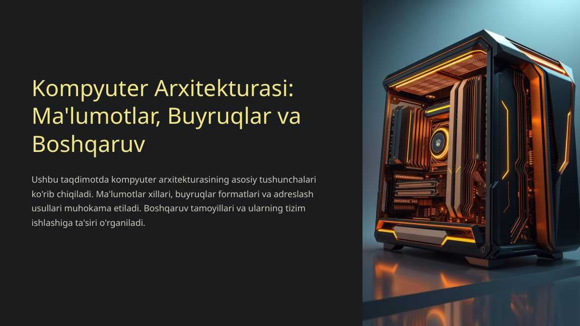 Kompyuter Arxitekturasi Ma'lumotlar, Buyruqlar va Boshqaruv