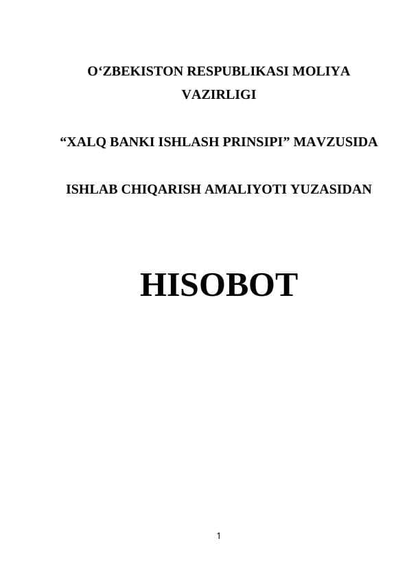 XALQ BANKI ISHLASH PRINSIPI