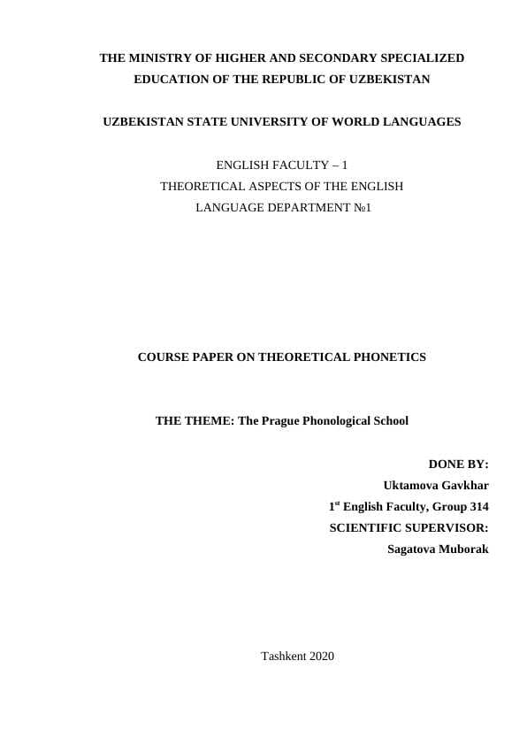 The Prague  phonology school coursework
