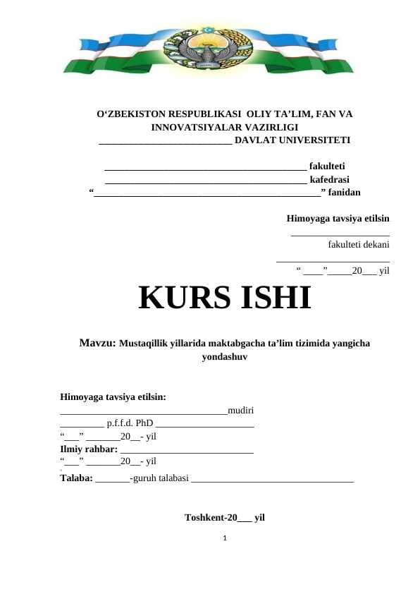 Mustaqillik yillarida maktabgacha ta’lim tizimida yangicha yondashuv