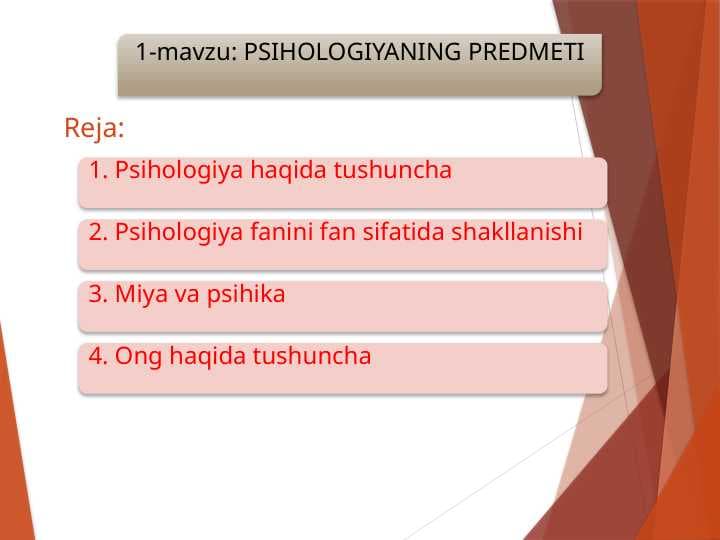 1-mavzu: PSIHOLOGIYANING PRЕDMЕTI