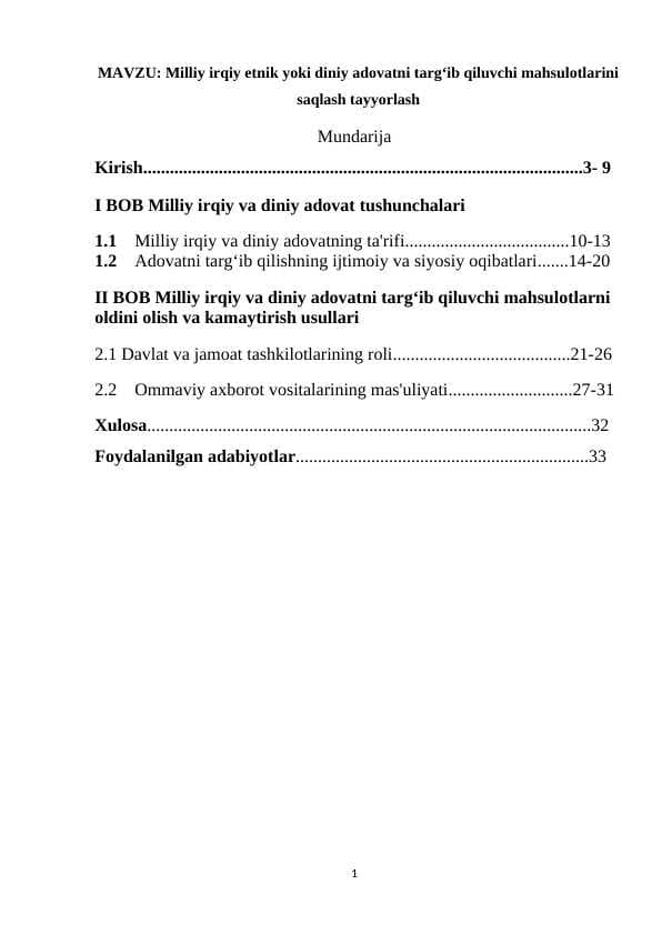 Milliy irqiy etnik yoki diniy adovatni targʻib qiluvchi mahsulotlarini saqlash tayyorlash k.docx