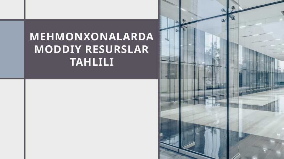 Mehmonxonalarda moddiy resurslar tahlili