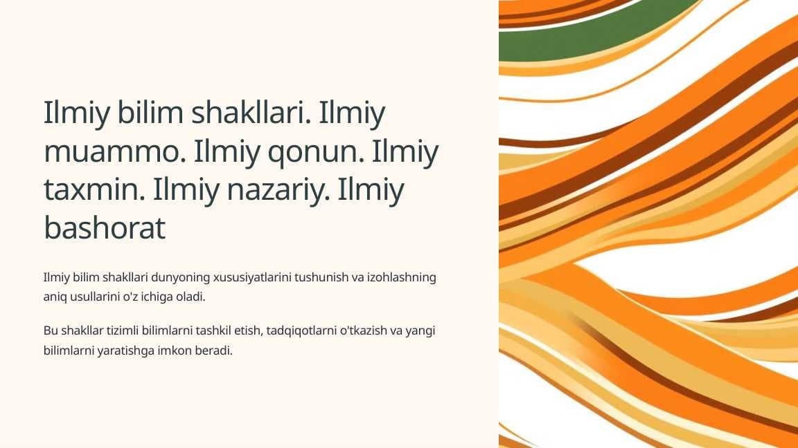 Ilmiy bilim shakllari. Ilmiy muammo. Ilmiy qonun. Ilmiy taxmin. Ilmiy nazariy. Ilmiy bashorat_4