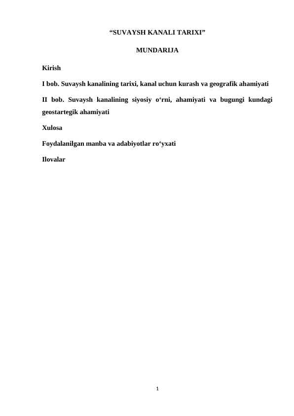 SUVAYSH KANALI TARIXI