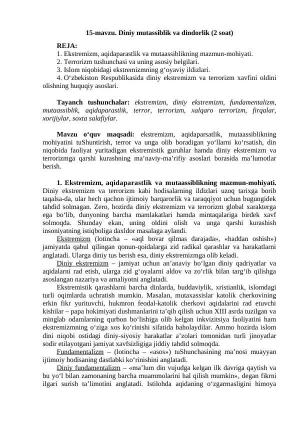 Diniy mutassiblik va dindorlik