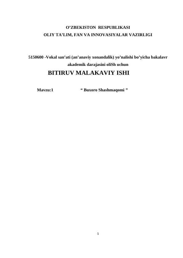 Buxoro Shashmaqomi