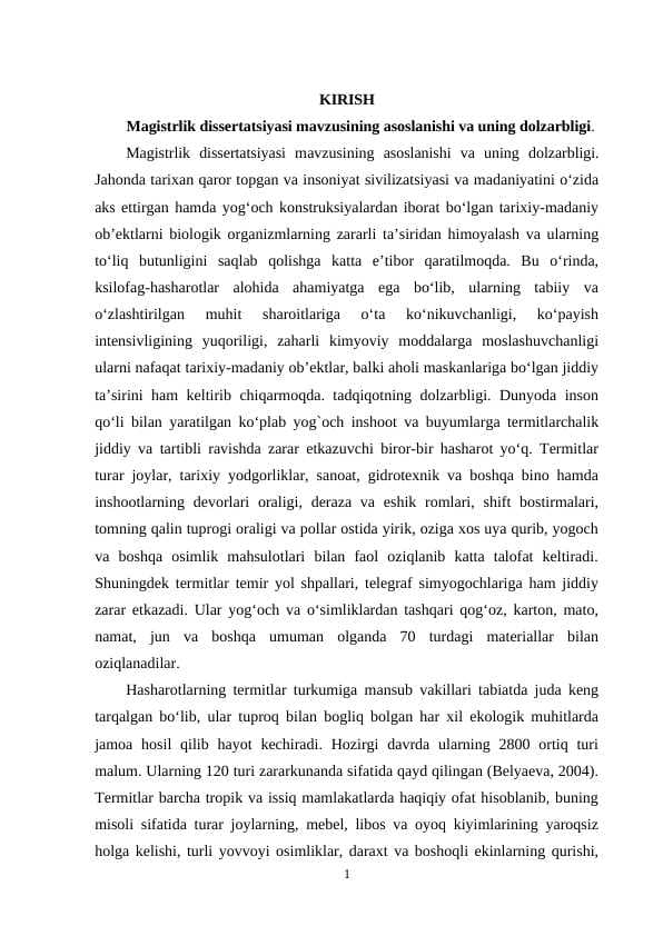 KSILOFAG HASHAROTLARINING O’RGANILISH HOLATI