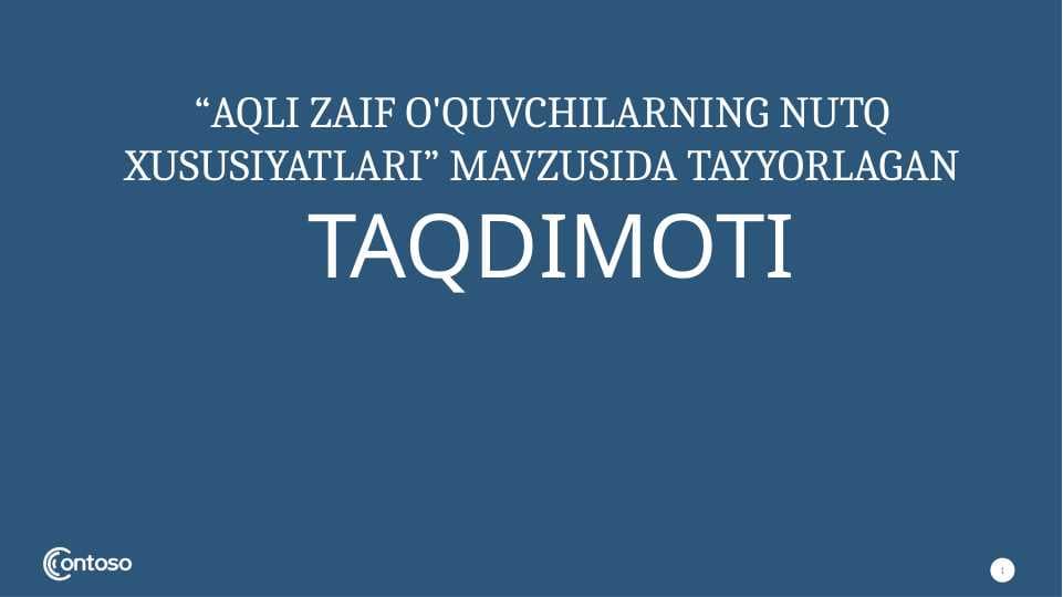 Aqli zaif o'quvchilarning nutq xususiyatlari