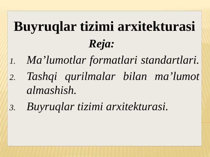 Buyruqlar tizimi arxitekturasi