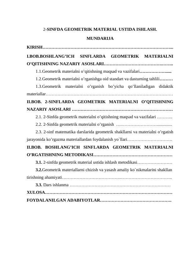 2-SINFDA GEOMETRIK MATERIAL USTIDA ISHLASH.