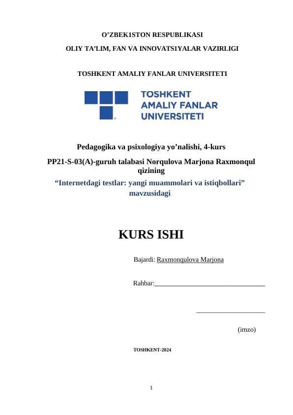 Internetdagi testlar: yangi muammolari va istiqbollari