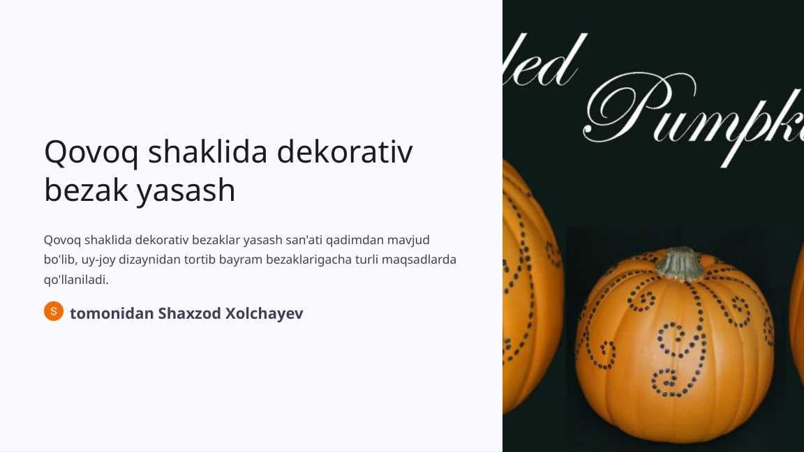 Qovoq shaklida dekorativ bezak yasash