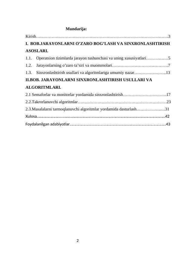 Jarayonlar oʻzaro boʻgʻlanishi algoritmi (sinxronlashtirish)