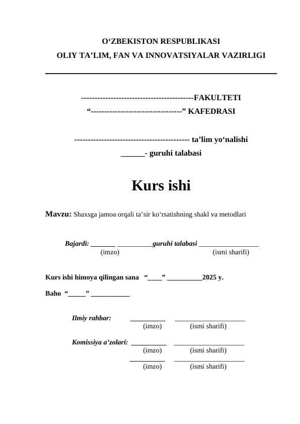 Shaxsga jamoa orqali taʼsir koʻrsatishning shakl va metodlari