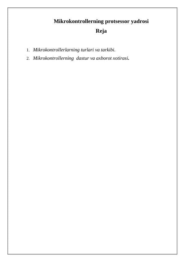 Mikrokontrollerning protsessor yadrosi