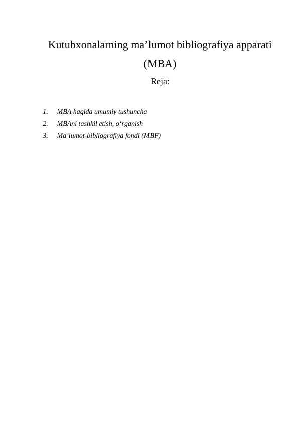 Kutubxonalarning ma’lumot bibliografiya apparati