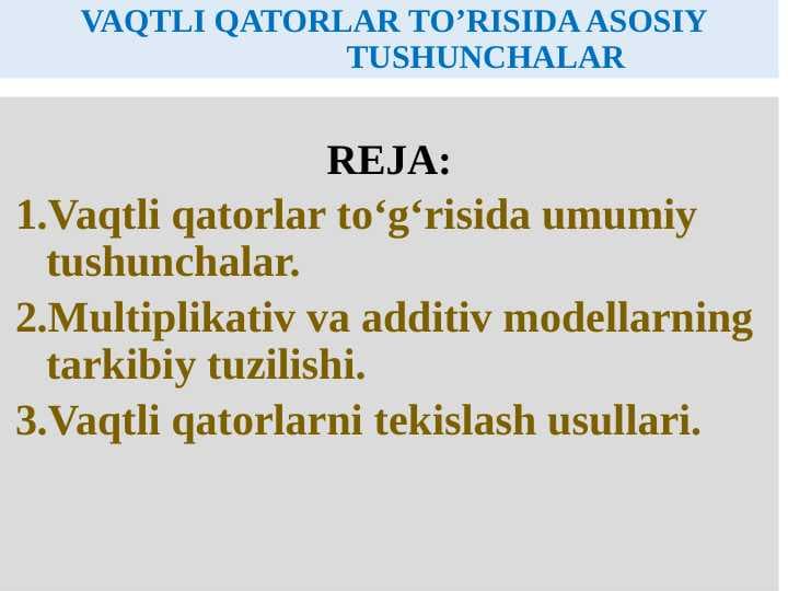 VAQTLI QATORLAR TO’RISIDA ASOSIY TUSHUNCHALAR