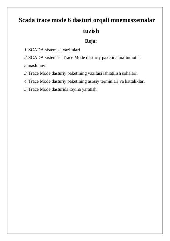 Scada trace mode 6 dasturi orqali mnemosxemalar tuzish 24
