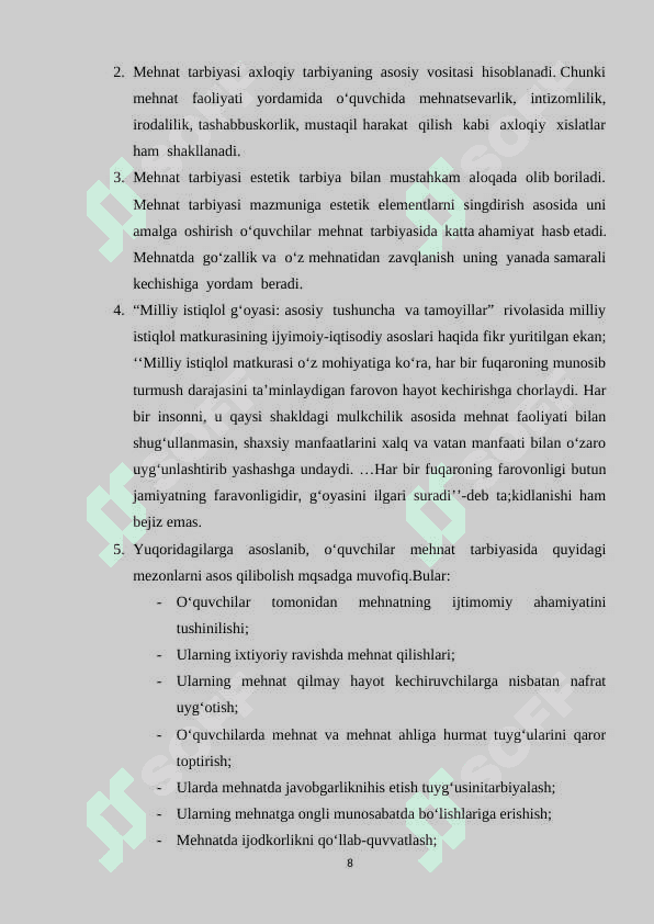 Komil insonni tarbiyalashda mehnat tarbiyasining o'rni