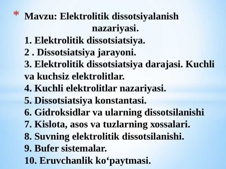 Elektrolitik dissotsiyalanish nazariyasi