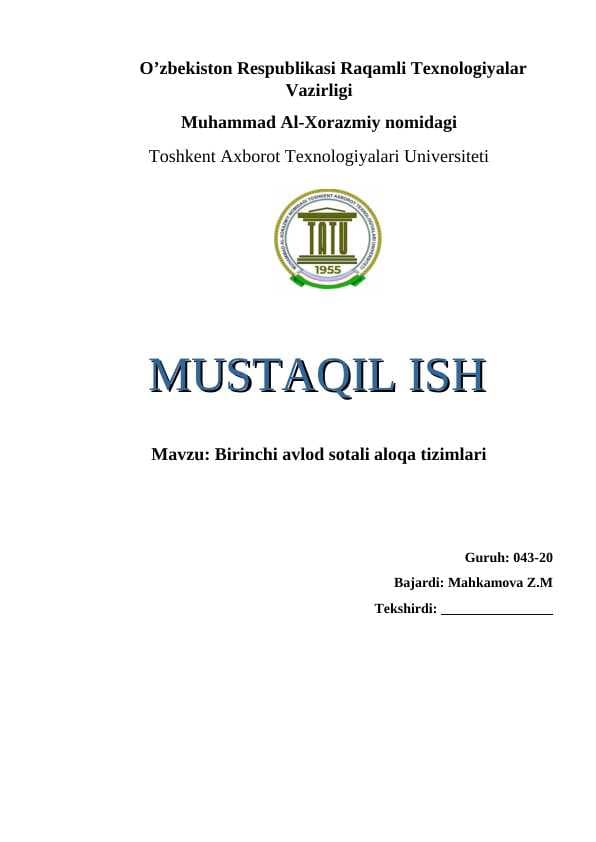 Birinchi avlod sotali aloqa tizimlari