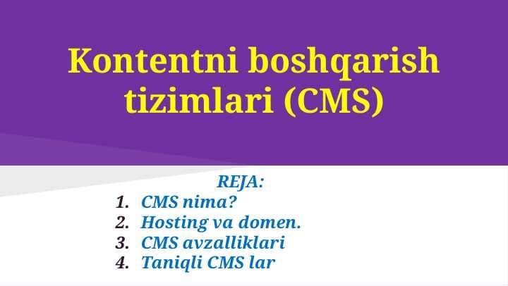 Kontentni boshqarish tizimlari (CMS)