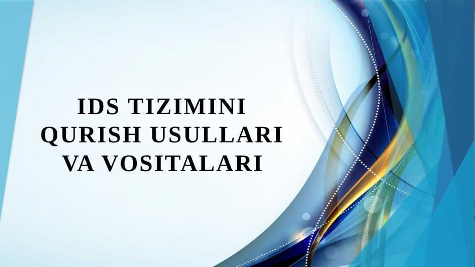 IDS tizimini qurish usullari va vositalari