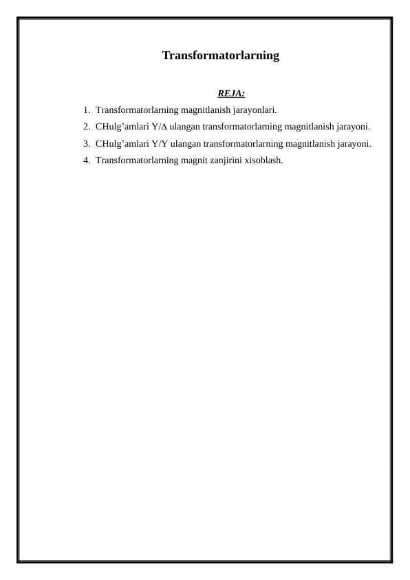 Transformatorlarning