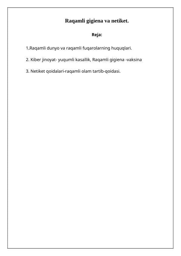 Raqamli gigiena va netiket