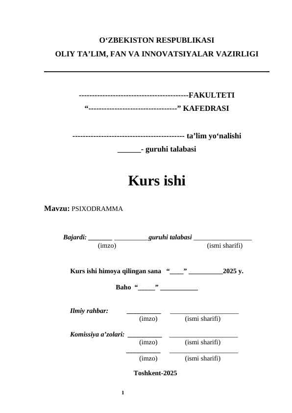 PSIXODRAMMA  KURS ISHI