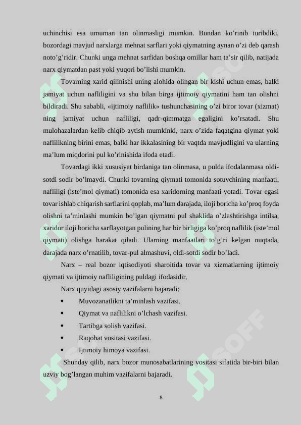 Bozorni boshqarishda narxning ahamiyati (kurs ishi)