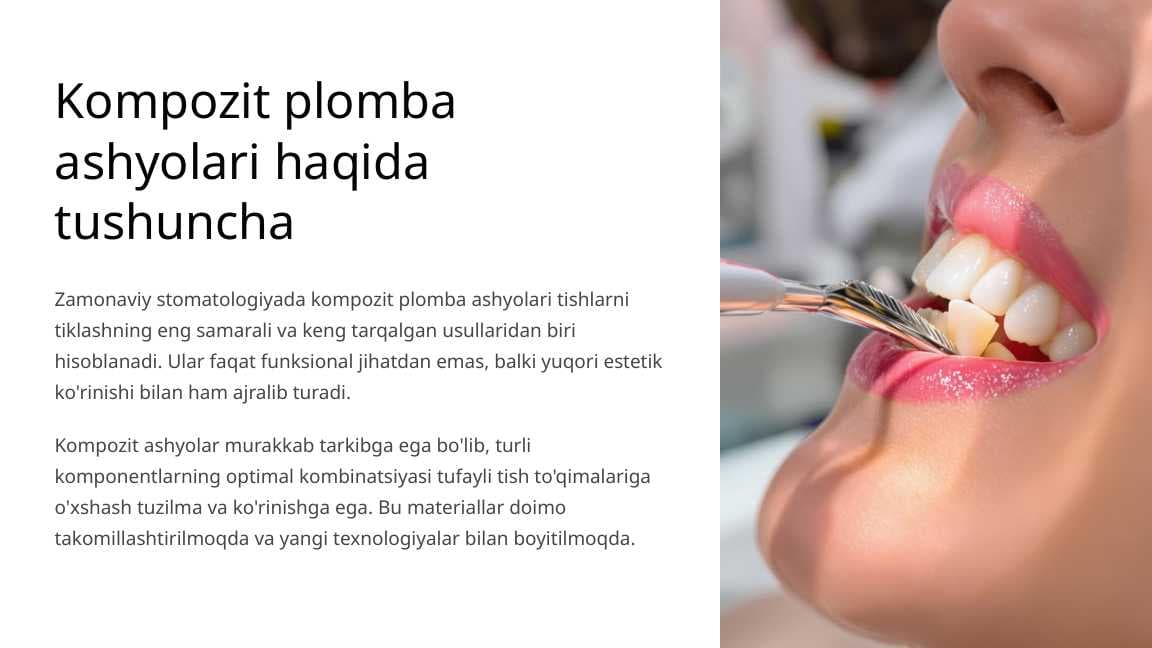 Kompozit plomba ashyolari haqida tushuncha.