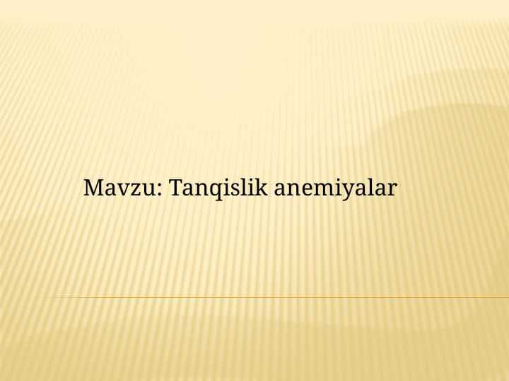 Tanqislik anemiyalar