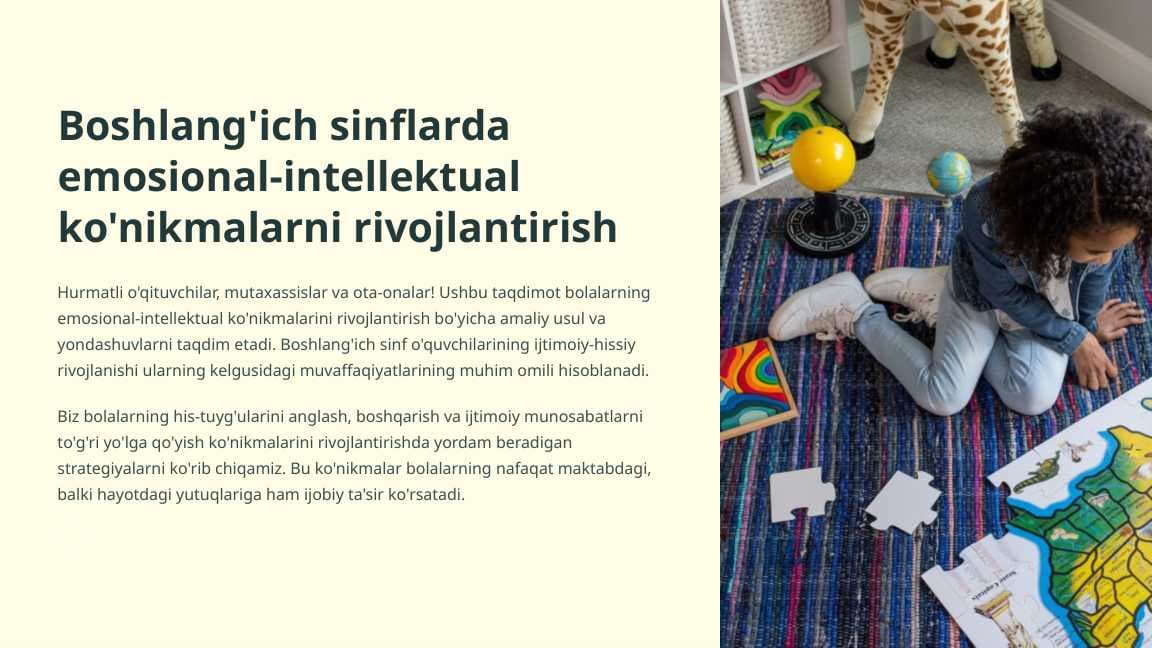 Boshlang'ich sinflarda emosional-intellektual ko'nikmalarni rivojlantirish