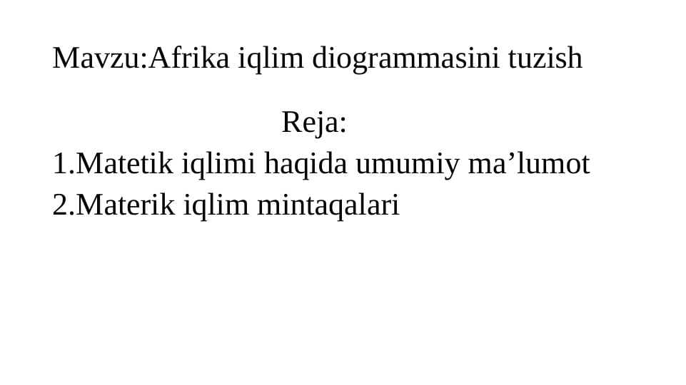 Afrika iqlim diogrammasini tuzish