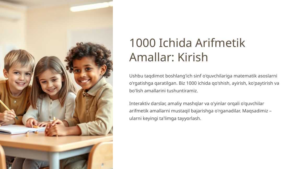1000 Ichida Arifmetik Amallar