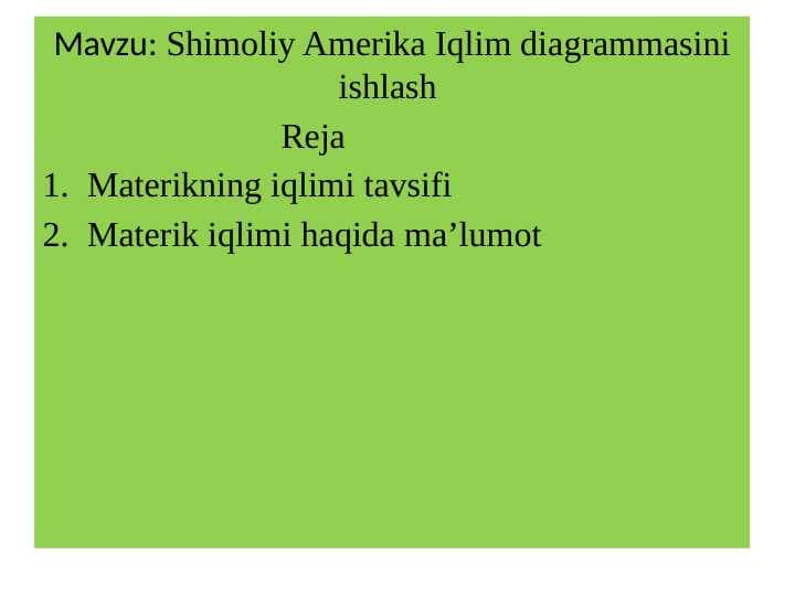 Shimoliy Amerika Iqlim diagrammasini ishlash