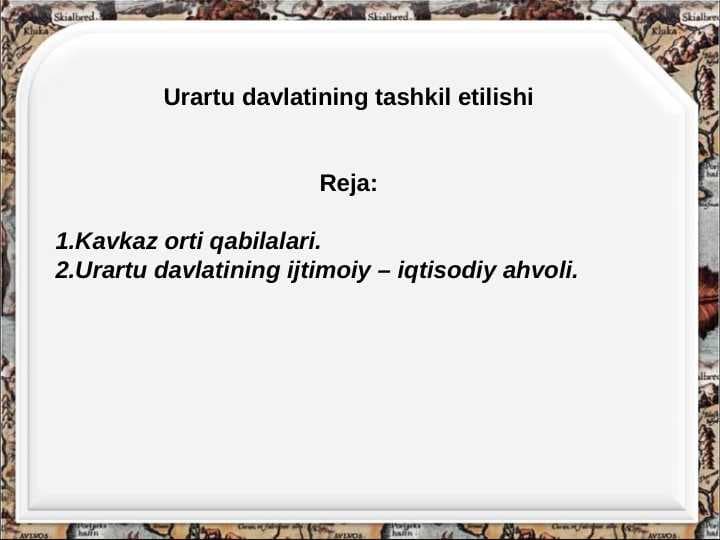 Urartu davlatining tashkil etilishi