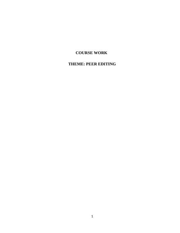 PEER EDITING course work