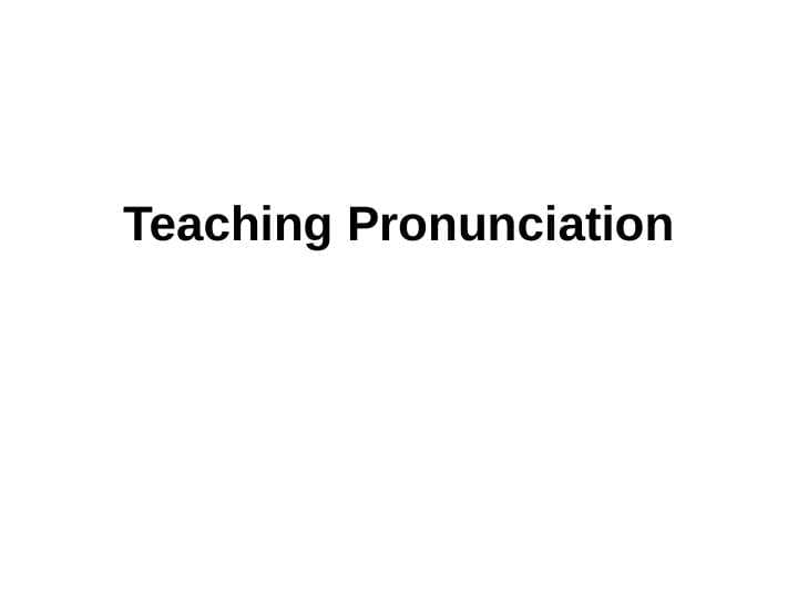 Teaching Pronunciation